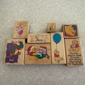 vintage Disney Winnie the Pooh wooden rubber stamps
